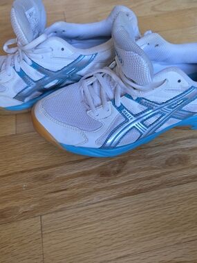 ASICS White Sneakers with Teal Blue Accents